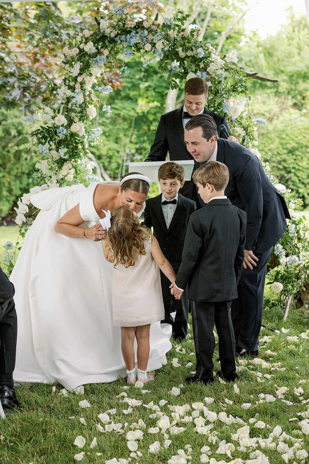 Bride and Groom with Flower Girls and Ring Bearer