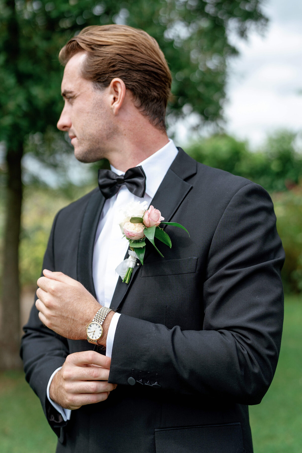 Groom in a black tuxedo