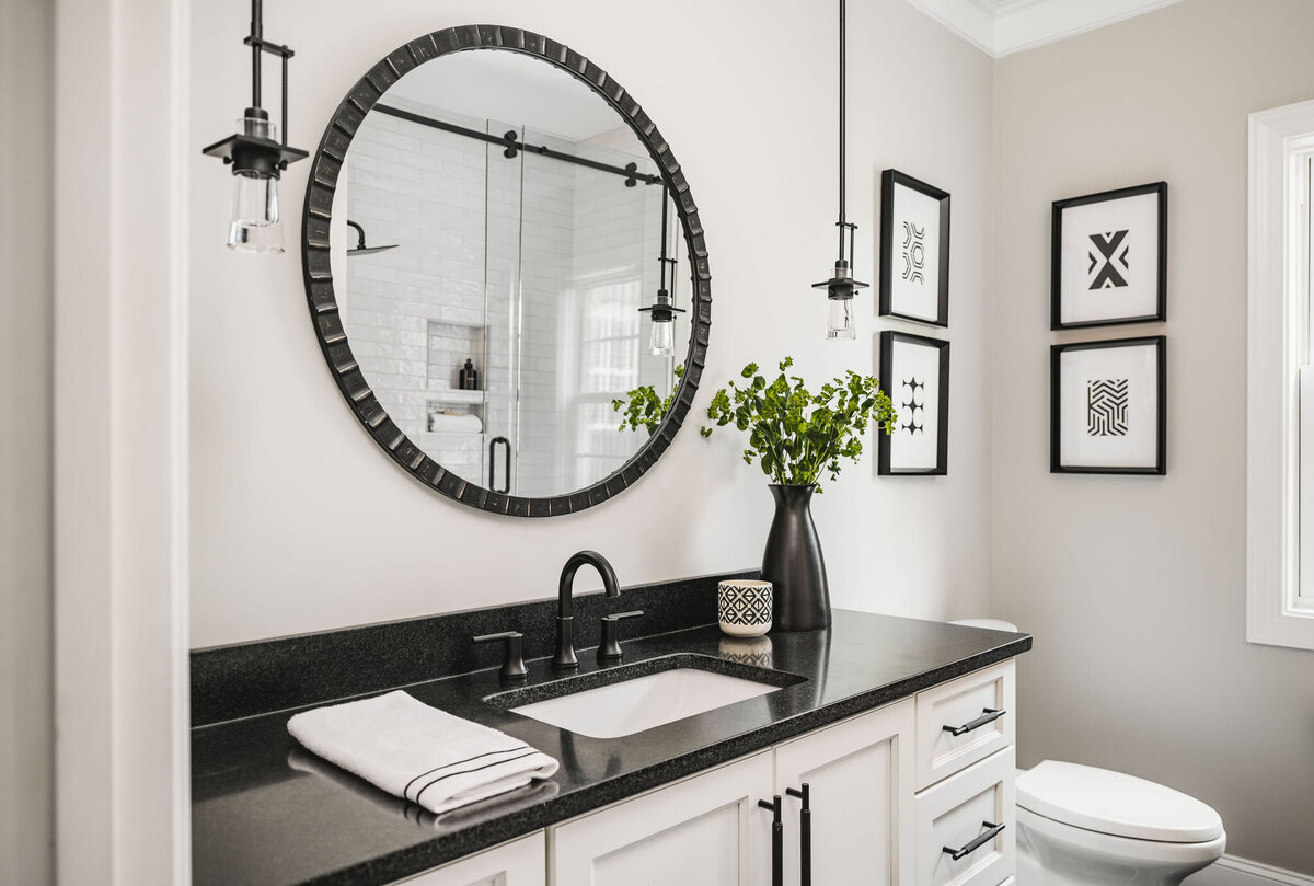 white and black vanity