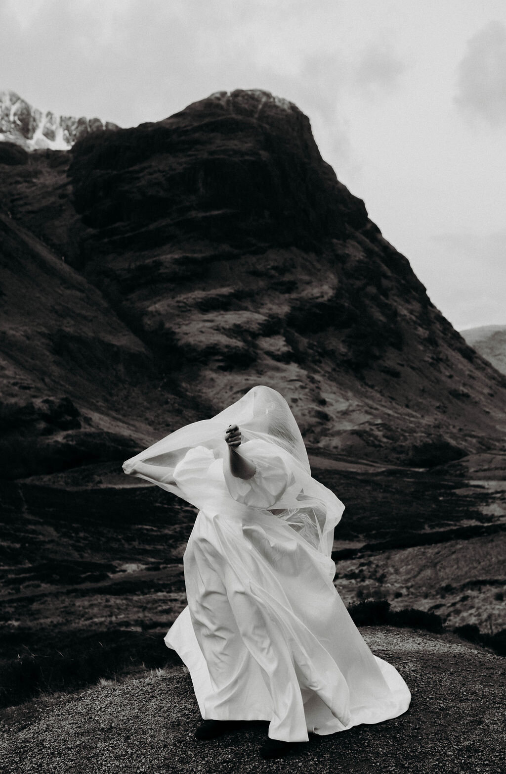 ethereal moody bridal portait scotland glencoe destination wedding photographer