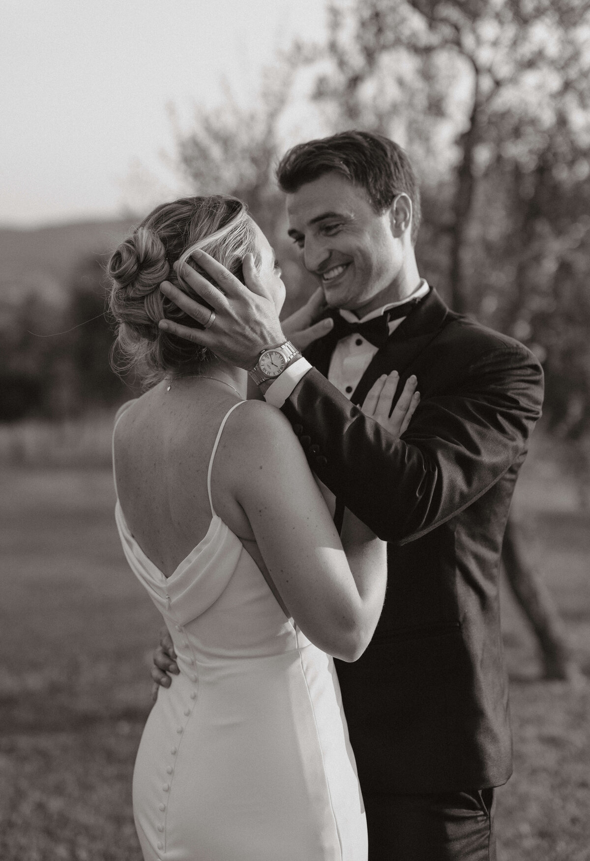 A couple embracing at their wedding in Florence, Italy