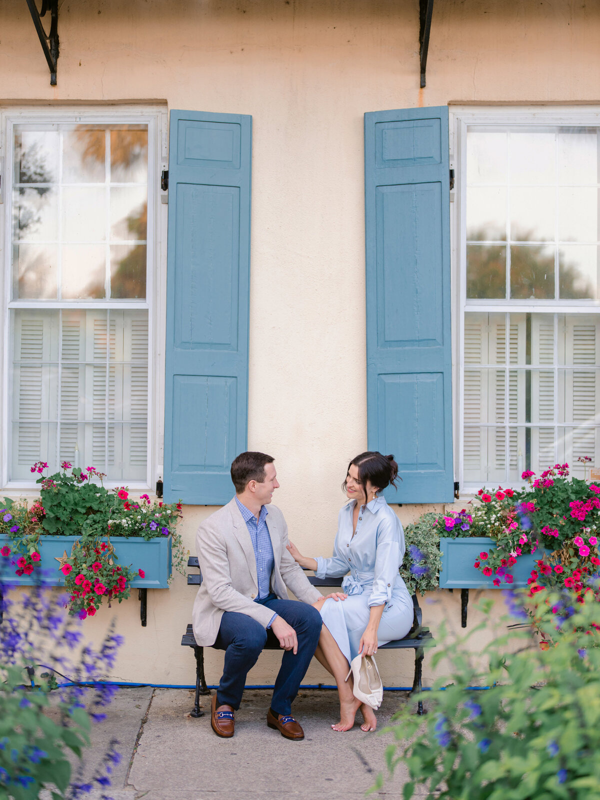 Luxury Charleston Engagement Session - Rainbow Row -11