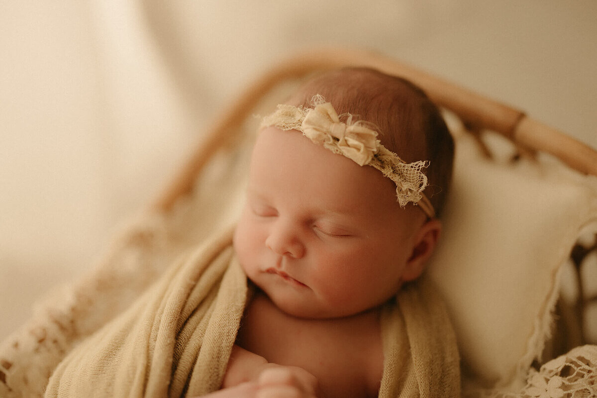 Cozy in-studio newborn photography Nashville TN with neutral tones