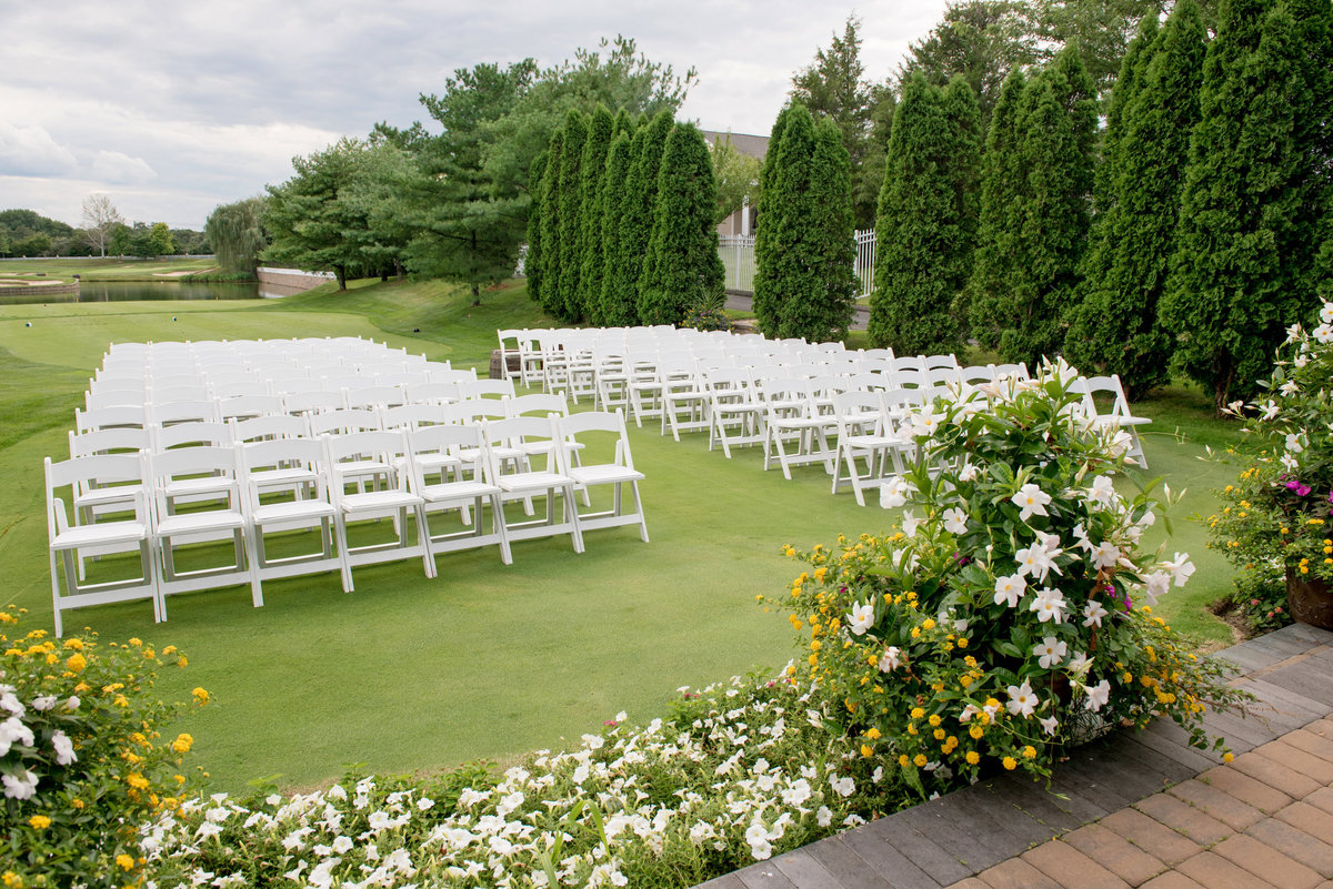 wedding ceremony set up view from  Willow Creek Golf and Country Club