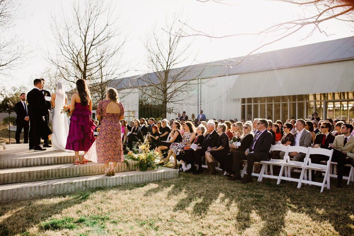 Outdoor wedding ceremony at Prospect House, Austin