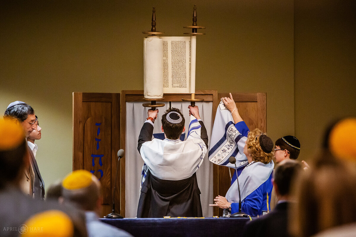 Torah Held in front of the Ark at a Colorado Bar Mitzvah Service