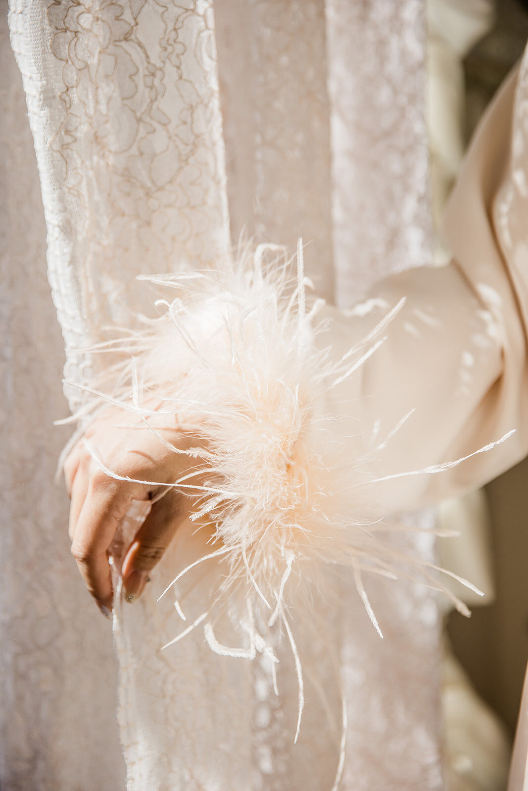 Elegant bridal gown details captured during a romantic Loire Valley elopement