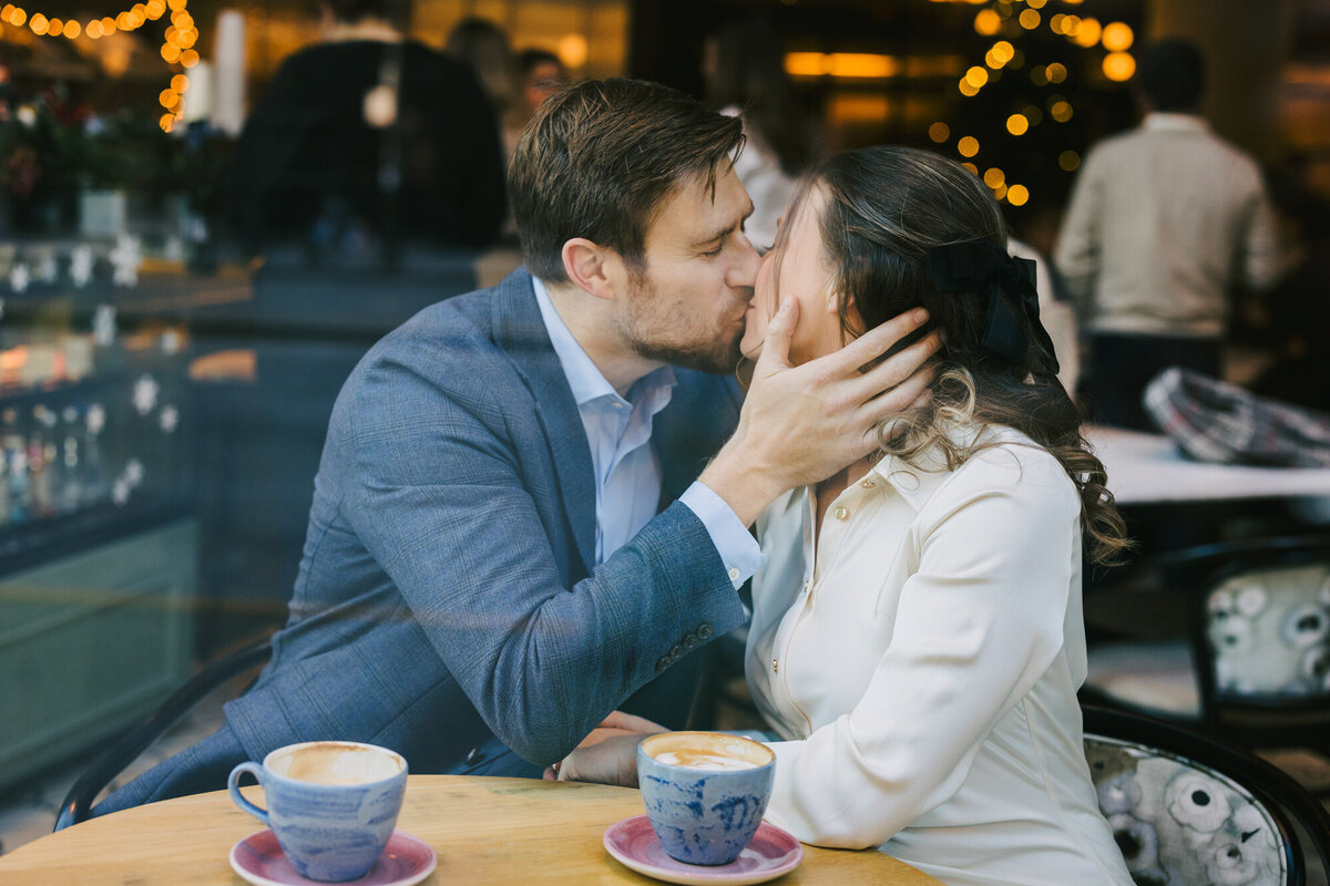 A Coffee Shop Engagement Session During Chicago Winter