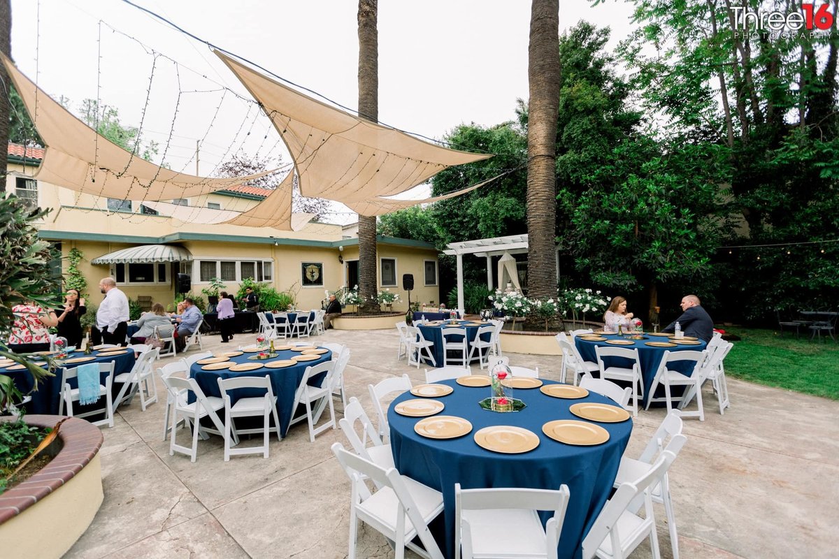 Guests begin to arrive to the wedding reception at The French Estate