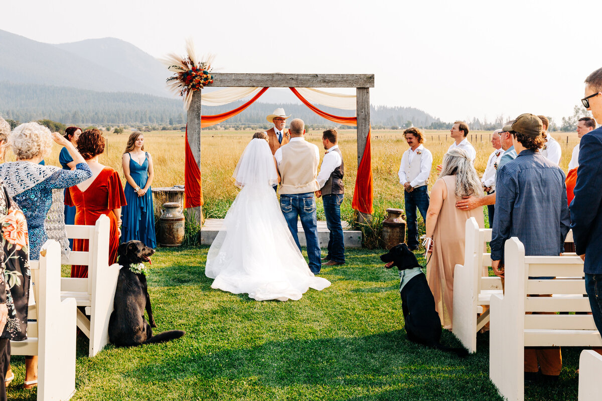 Outdoor wedding ceremony at Cattle Springs in Arlee, MT