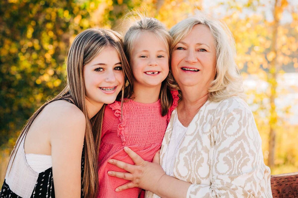 Grandmother with two granddaughters in Hamilton, Montana