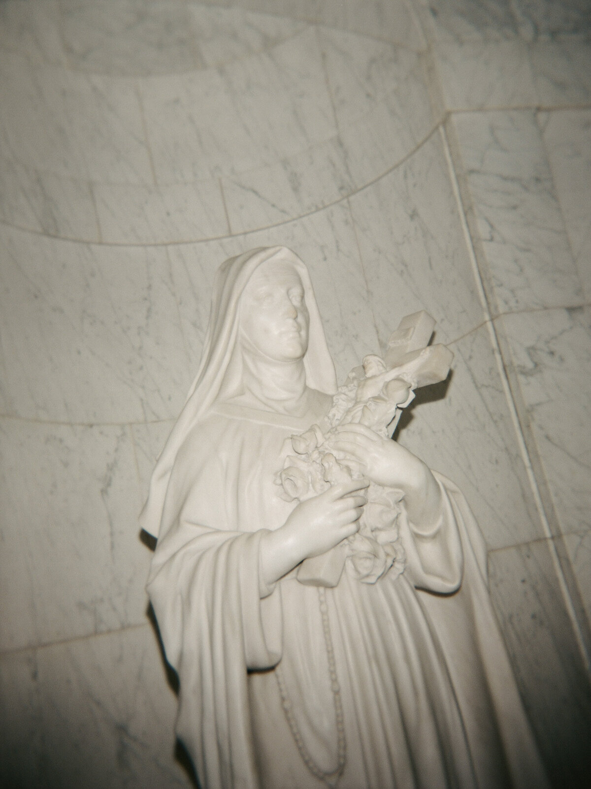 creative film wedding photography in Detroit, Michigan shows details of St. Peter and Paul cathedral