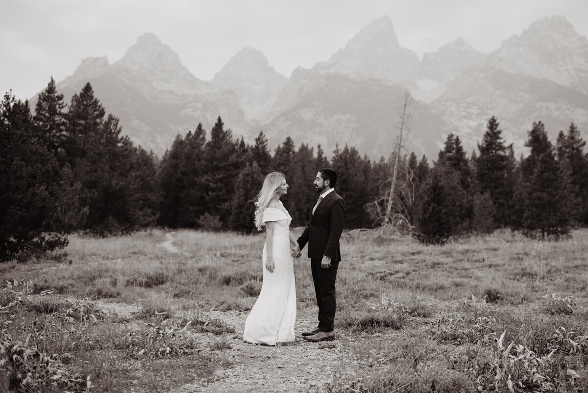 Photographers Jackson Hole capture bride and groom in park