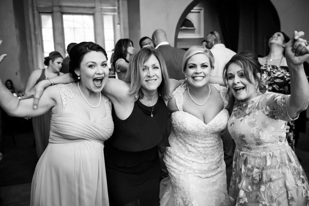 Bride and family having fun at reception