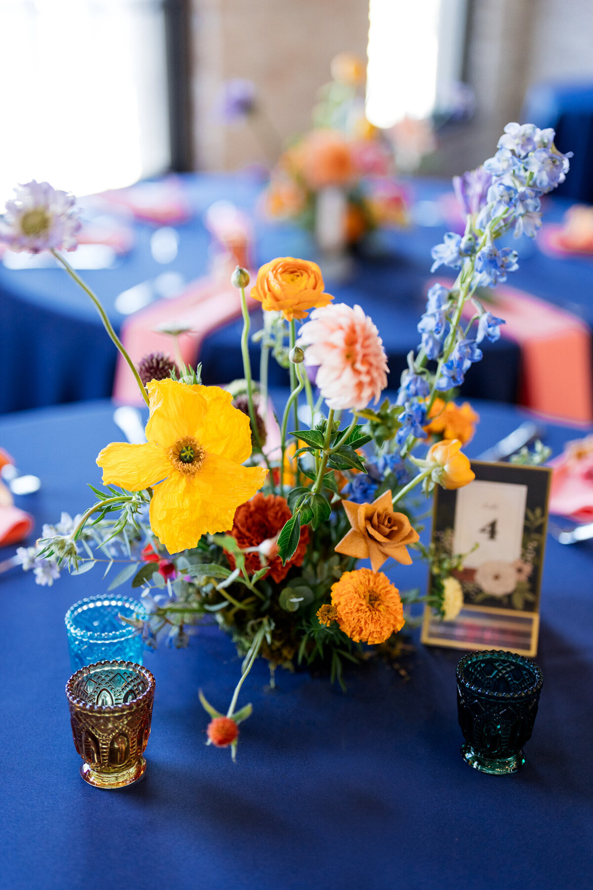 colorful tablescape for a colorful wedding