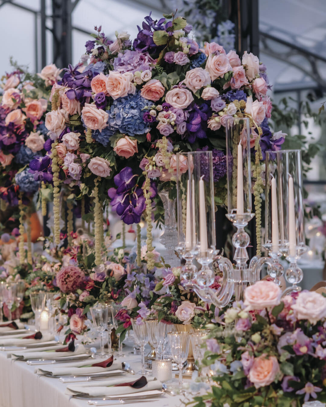 Paris Destination Wedding at Chateau de Chantilly by Alejandra Poupel Events close up flowers dinner table 8 