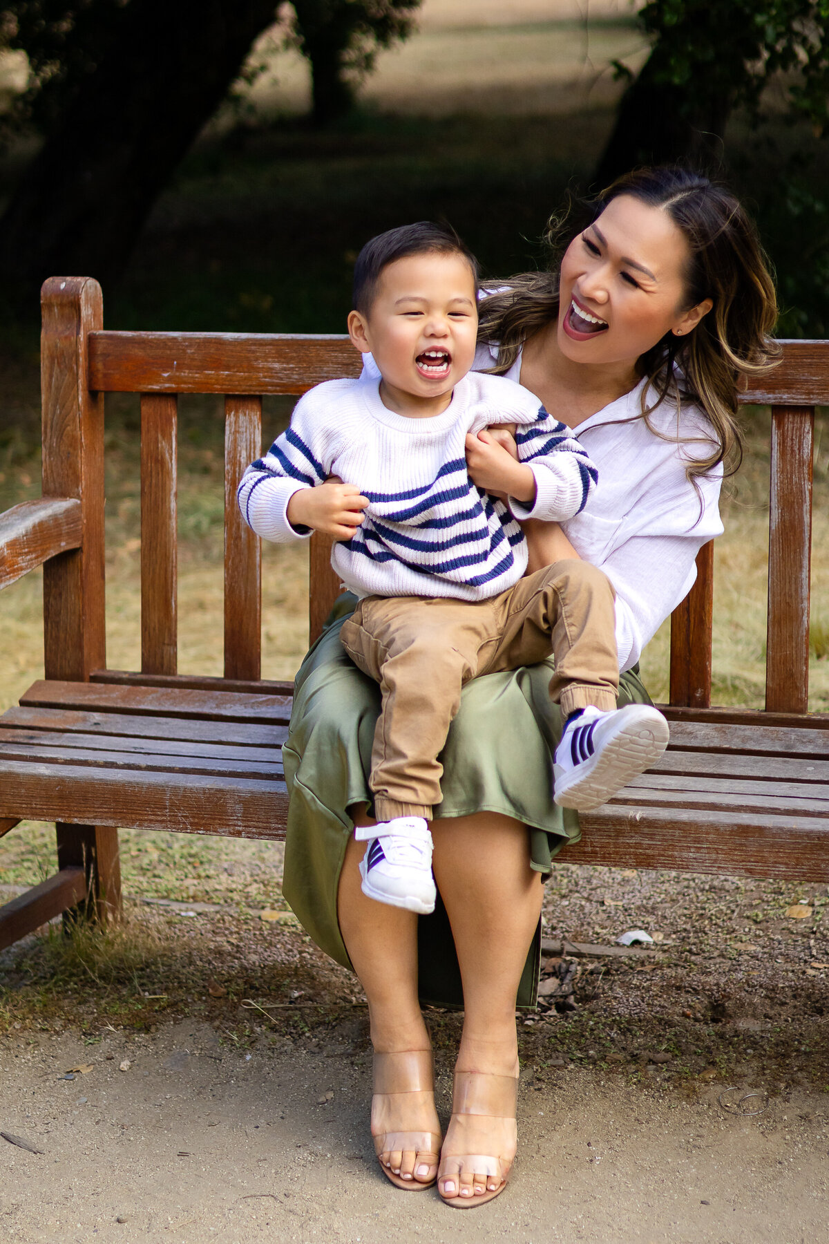 Mom and her toddler son during a playful family photo session  – Ellobelle Photography, lifestyle family photographer on the San Francisco Peninsula Stanford cactus garden Arizona Garden palo Alto