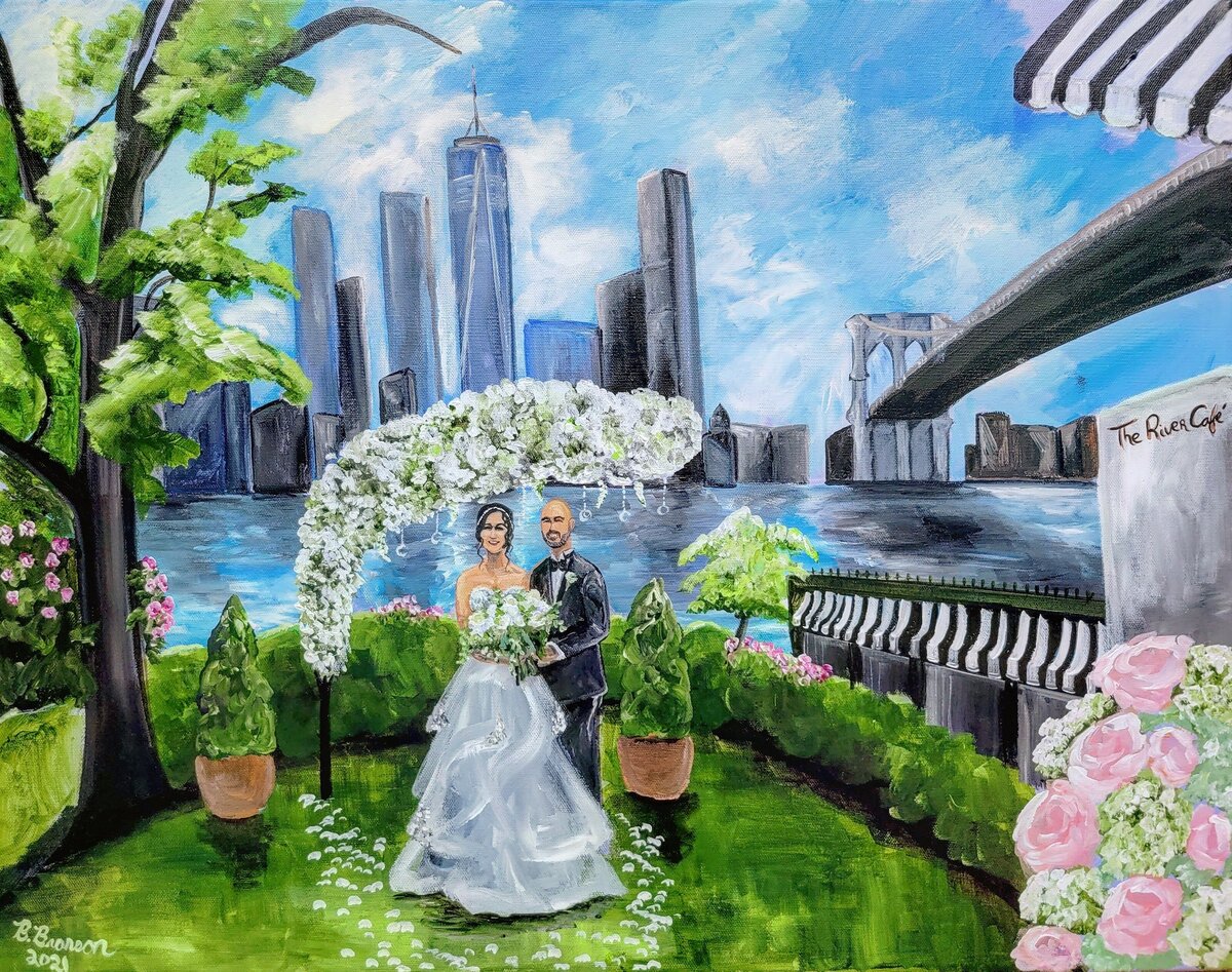 Outdoor wedding at the River Cafe in New York City