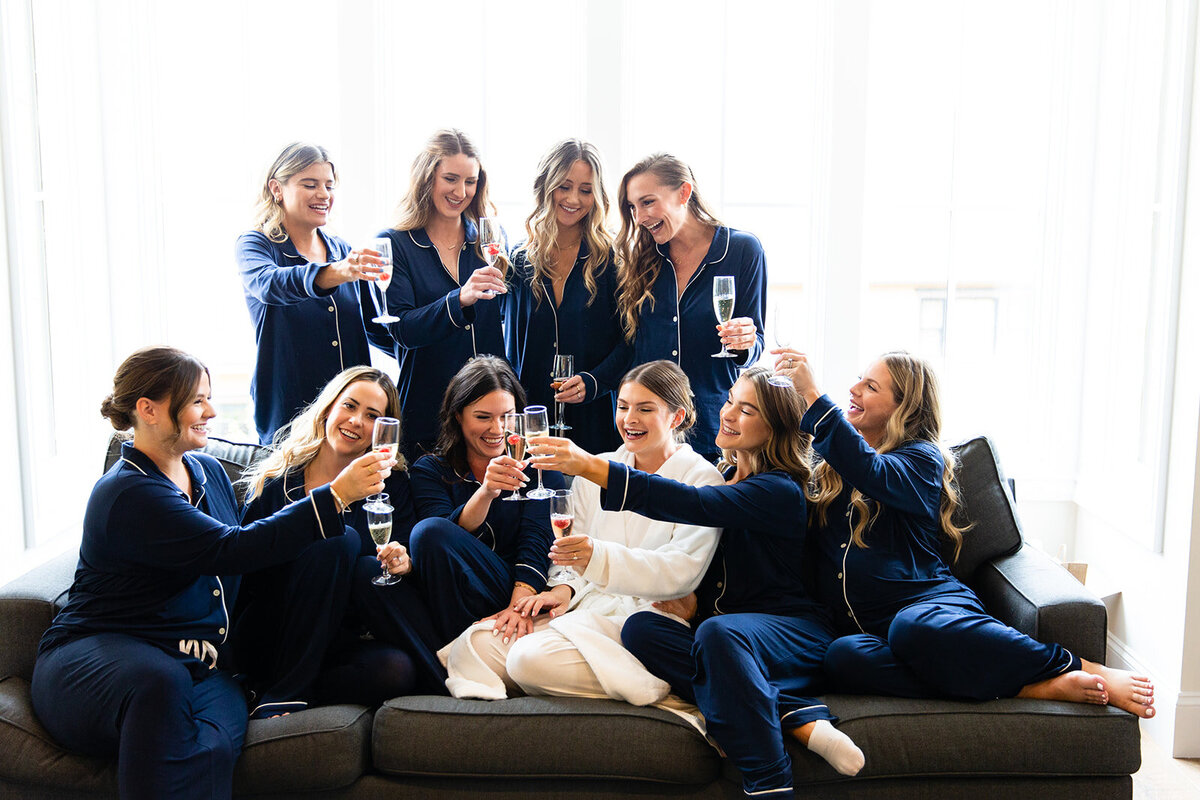 Roche Harbor Resort Wedding, bridesmaids toasting