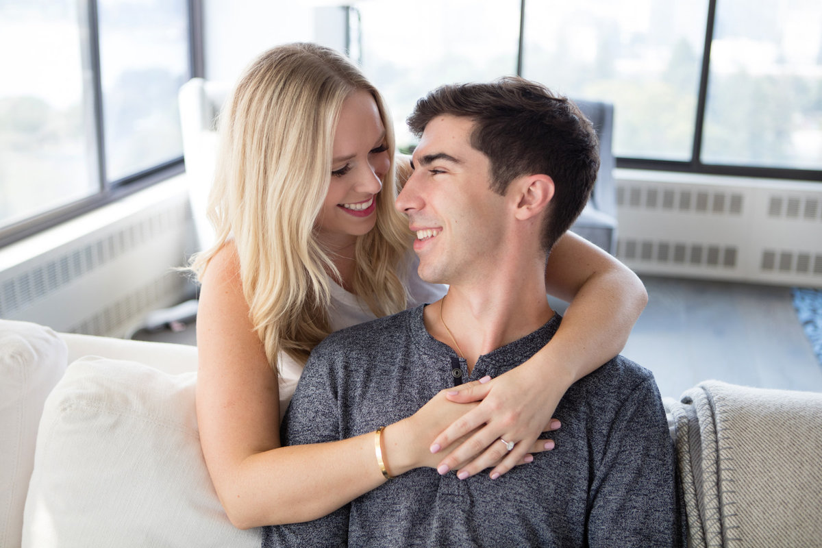 San Francisco Engagement Photos in the Comfort of their Home in a High Rise Apartment