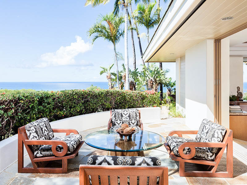 Side patio at Mauna Kea Hawaii residence