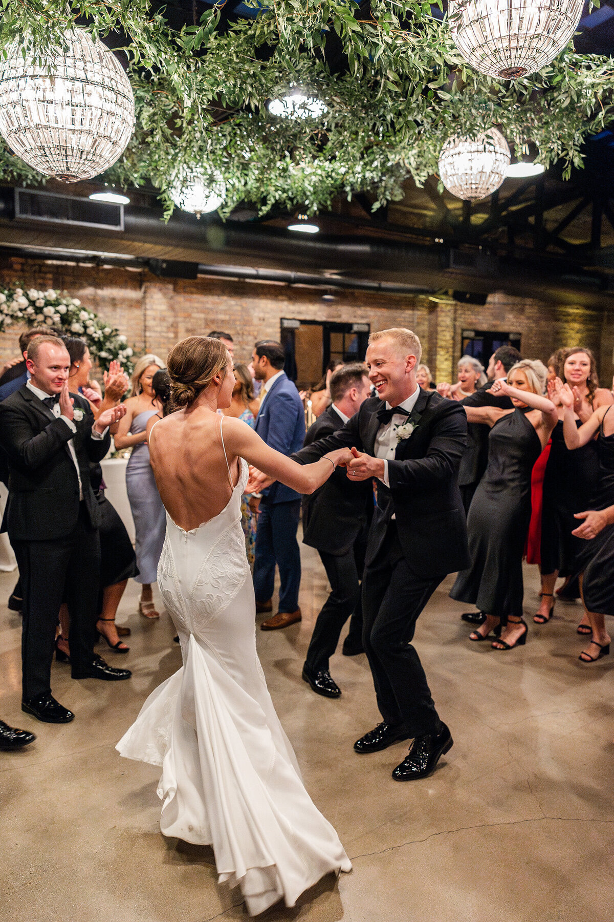 bride and groom dancing at wedding reception in Chicago, Illinois