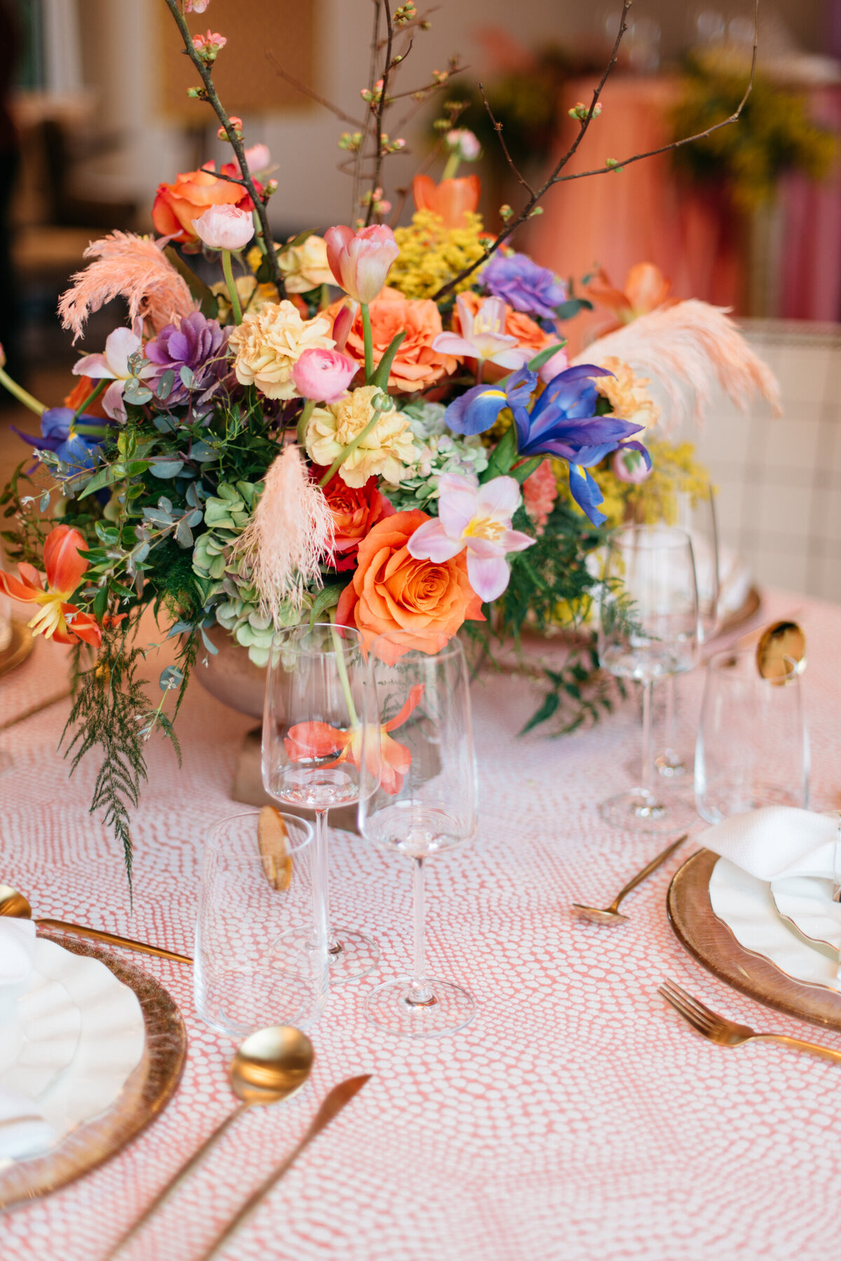 colorful floral wedding arrangement