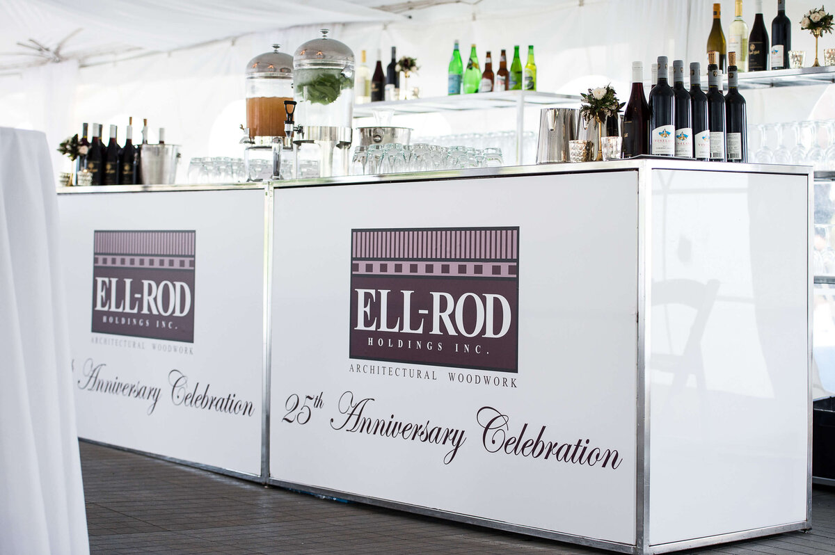 a photo of the bar setup showing wine, beer and water for a corporate anniversary celebration.  Captured by Ottawa Event Photographer JEMMAN Photography COMMERCIAL