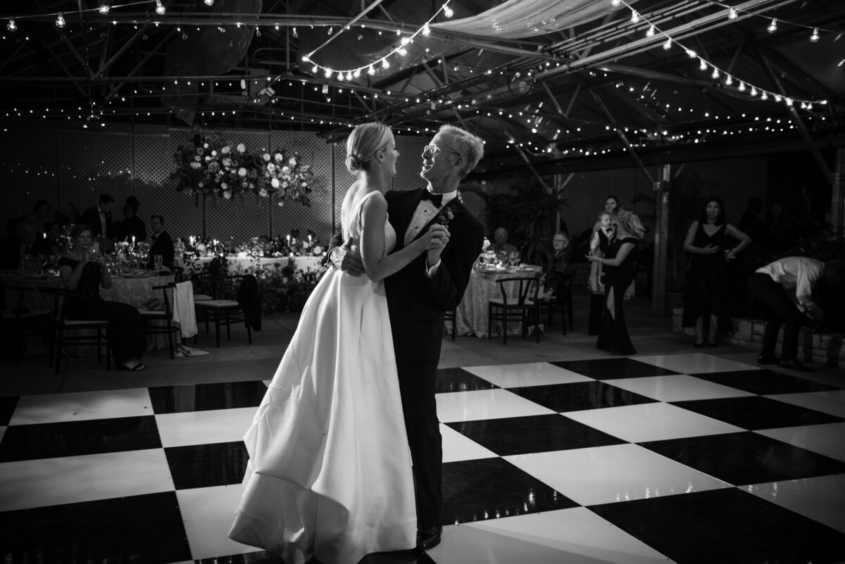 A parent dance at a  Fairmount Park Horticulture Center wedding