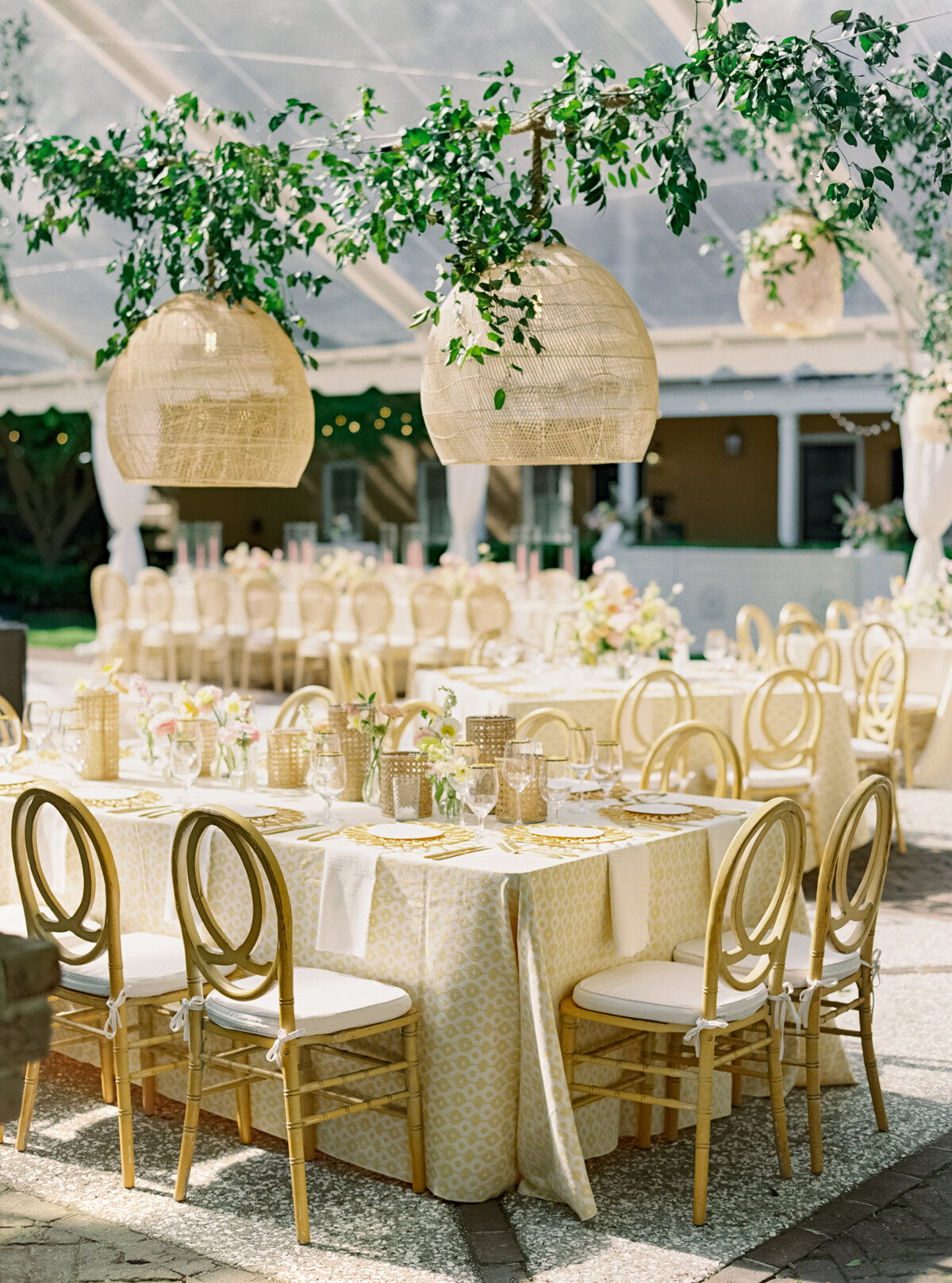 Yellow table cloth spring wedding reception. Charleston destination wedding.