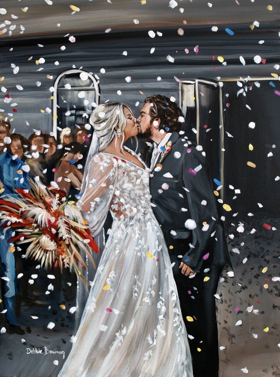 A first kiss painted for a wedding in Sioux Falls South Dakota