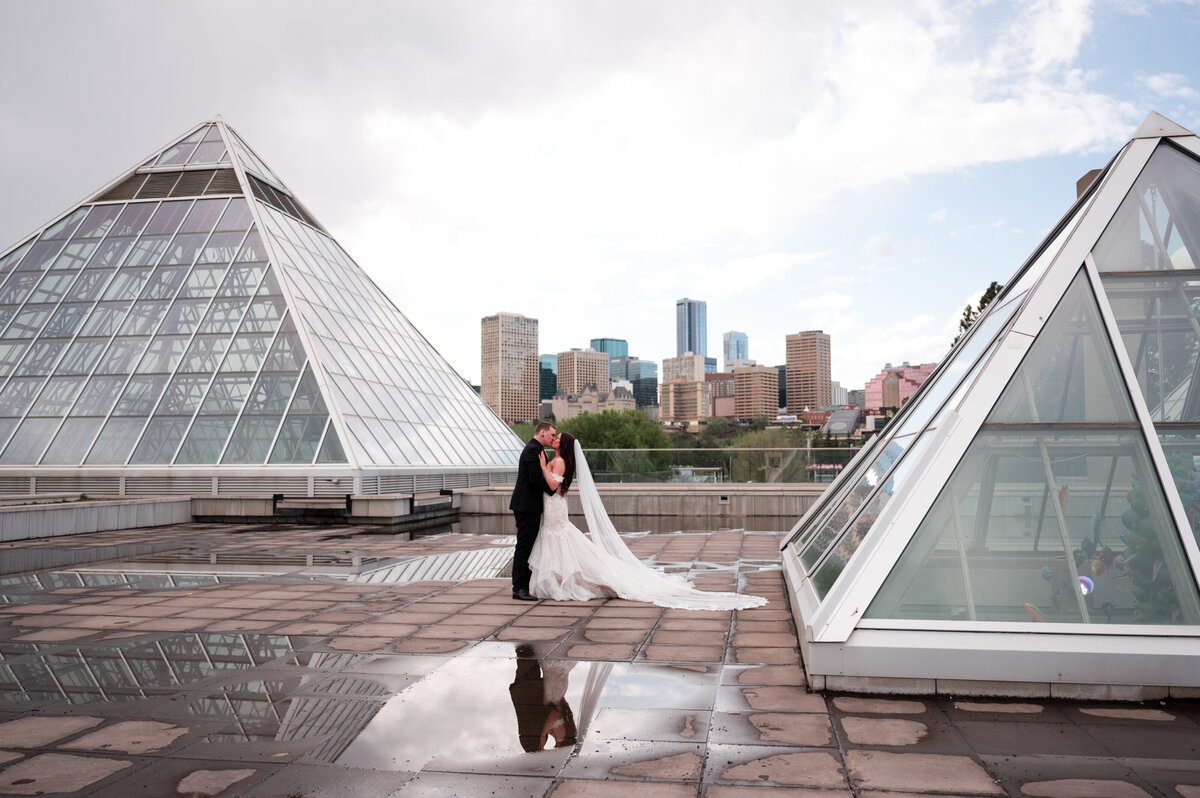 Edmonton, Alberta Wedding couple pose for photos