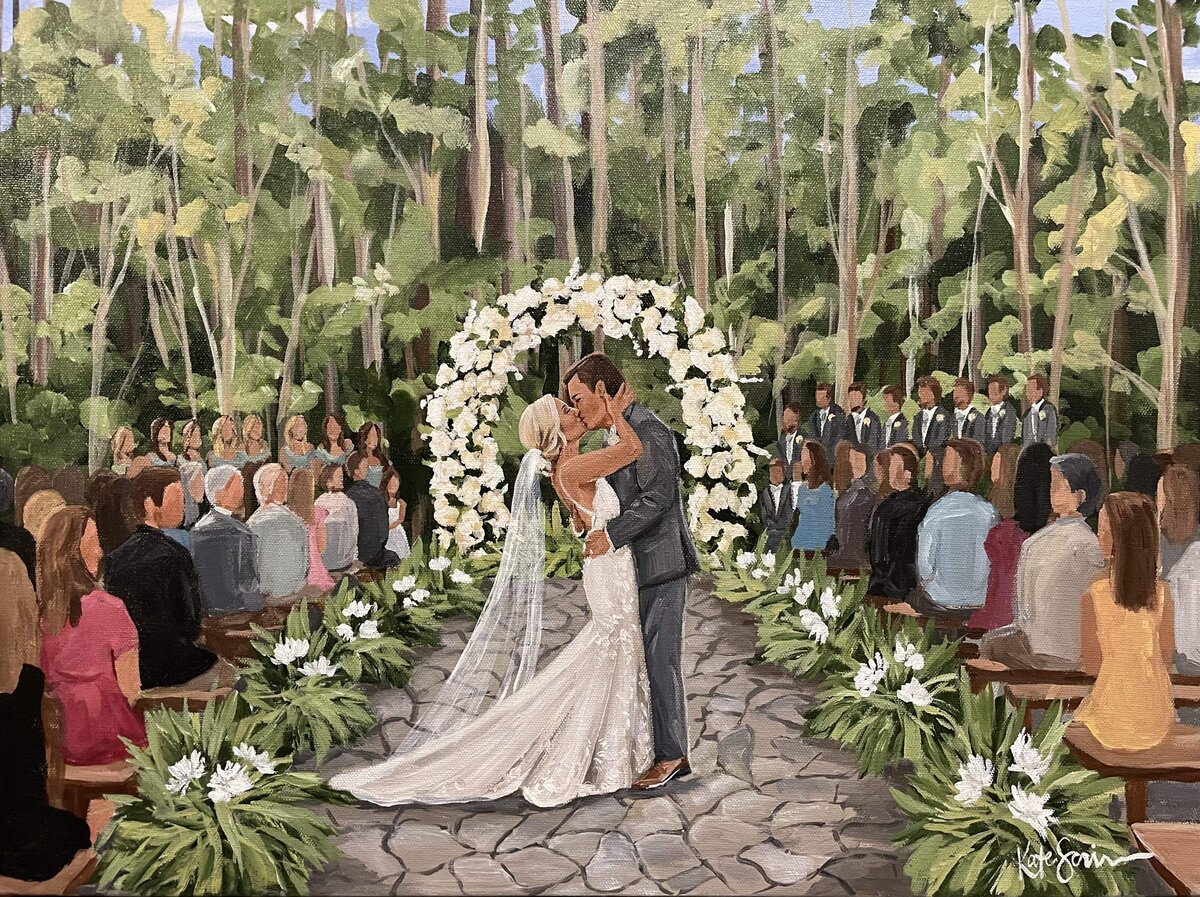 painting of bride and groom