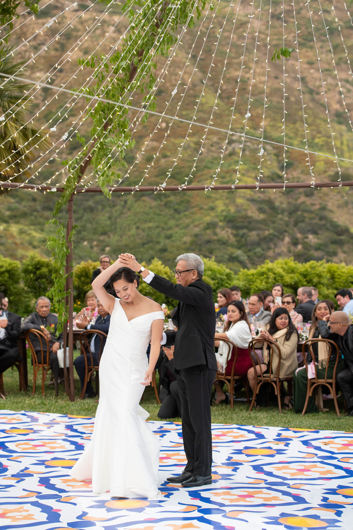 Bride and father dancing