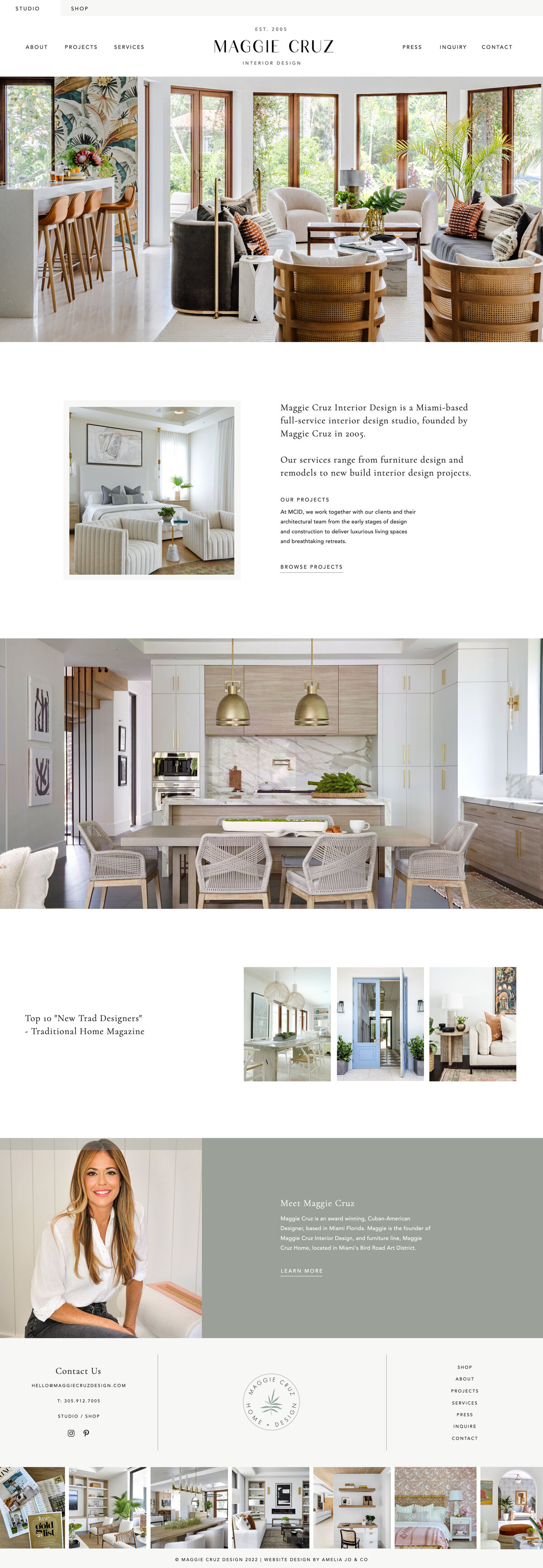Homepage of Maggie Cruz Interior Design featuring midcentury style living room
