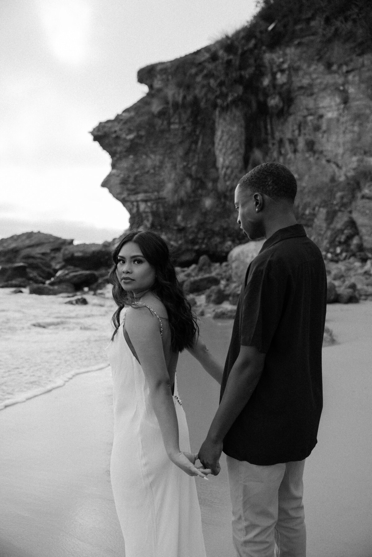laguna-beach-engagement-black-and-white-photo