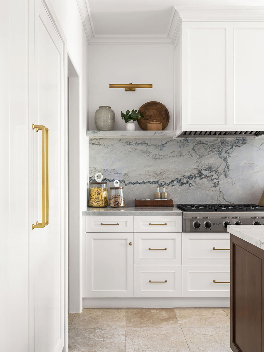 white kitchen slab backsplash