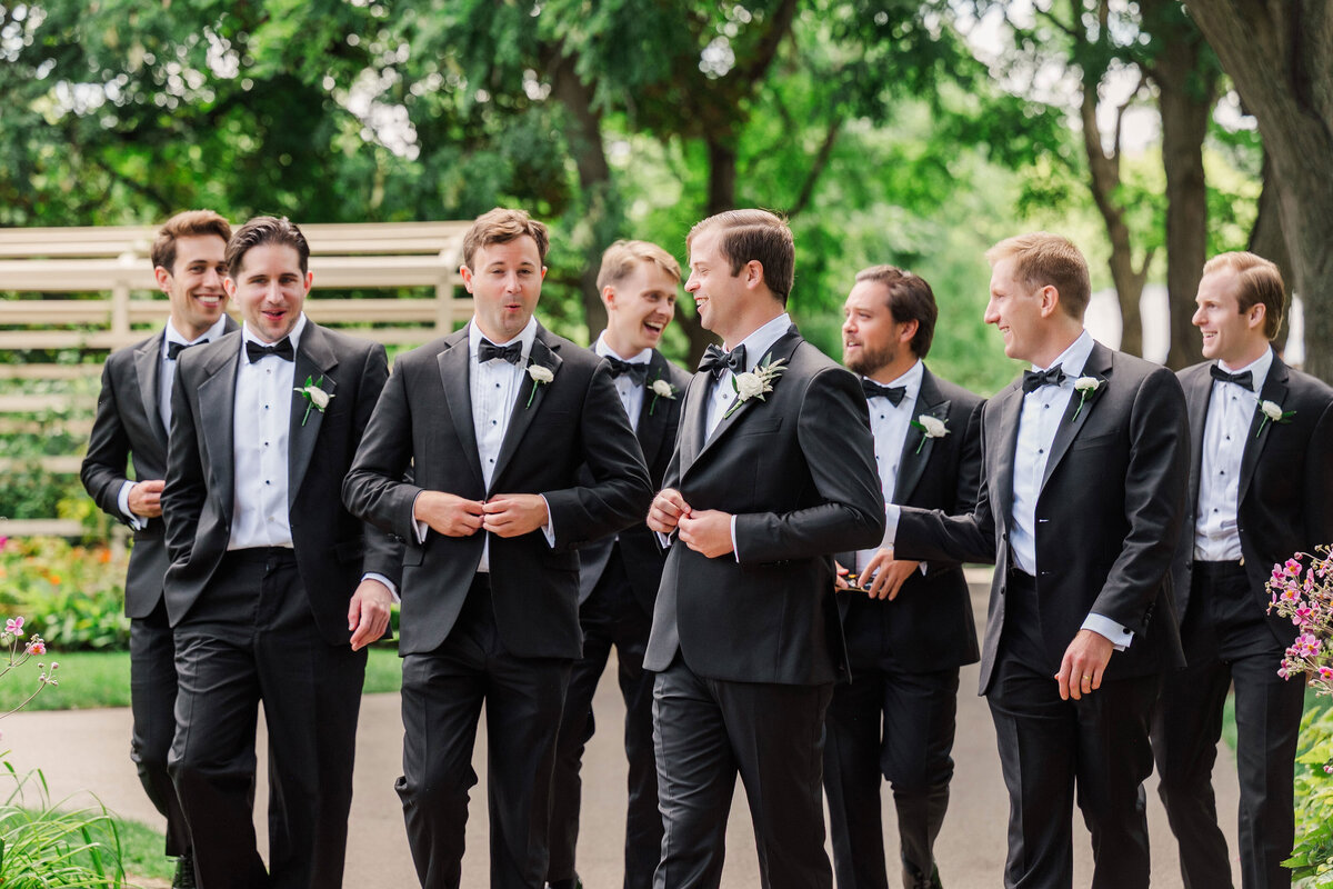 groomsmen walking and laughing