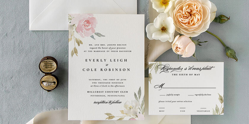 Everleigh | Simple Floral Wedding Invitation