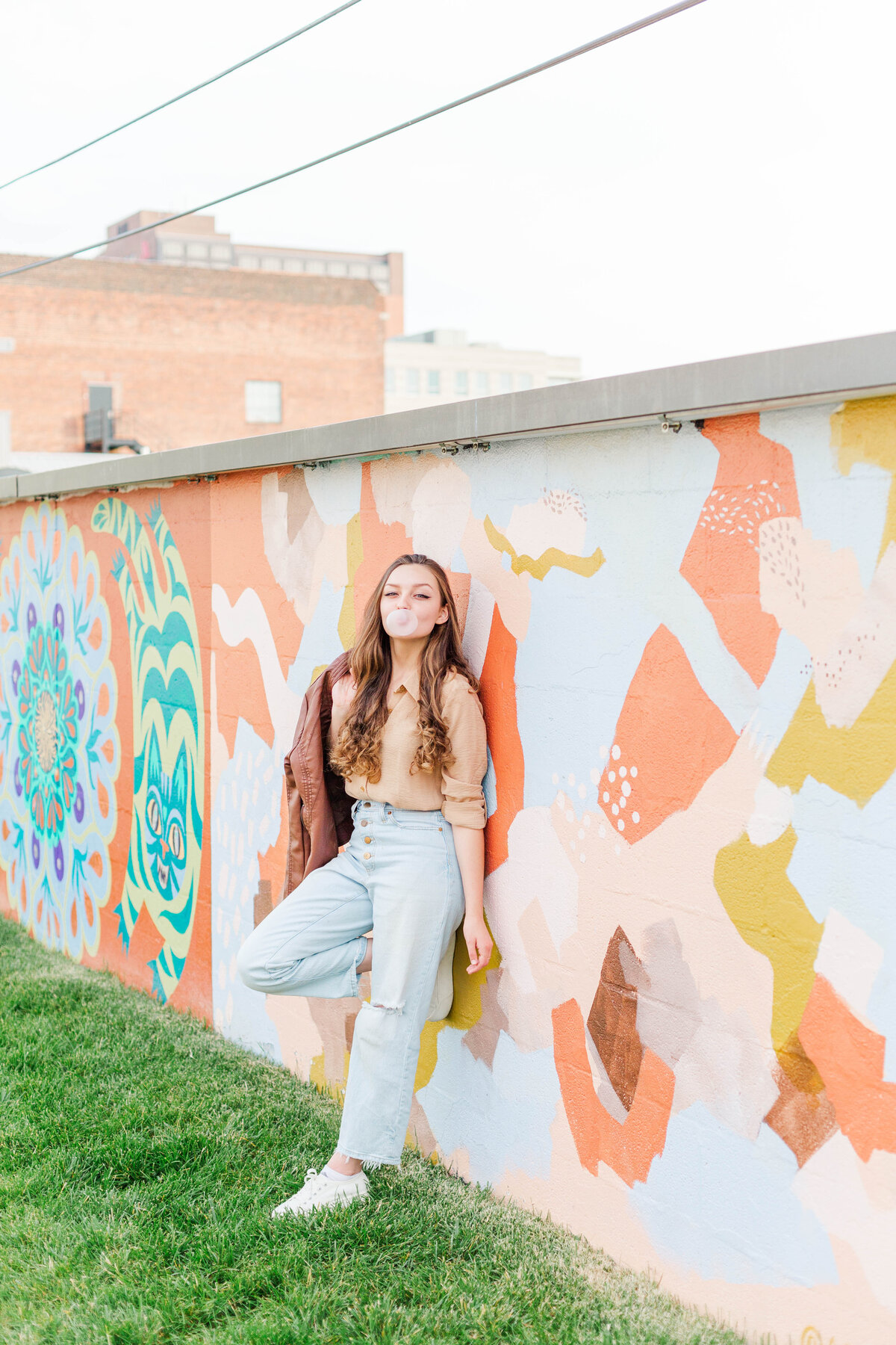 Senior girl in downtown Winston Salem, NC