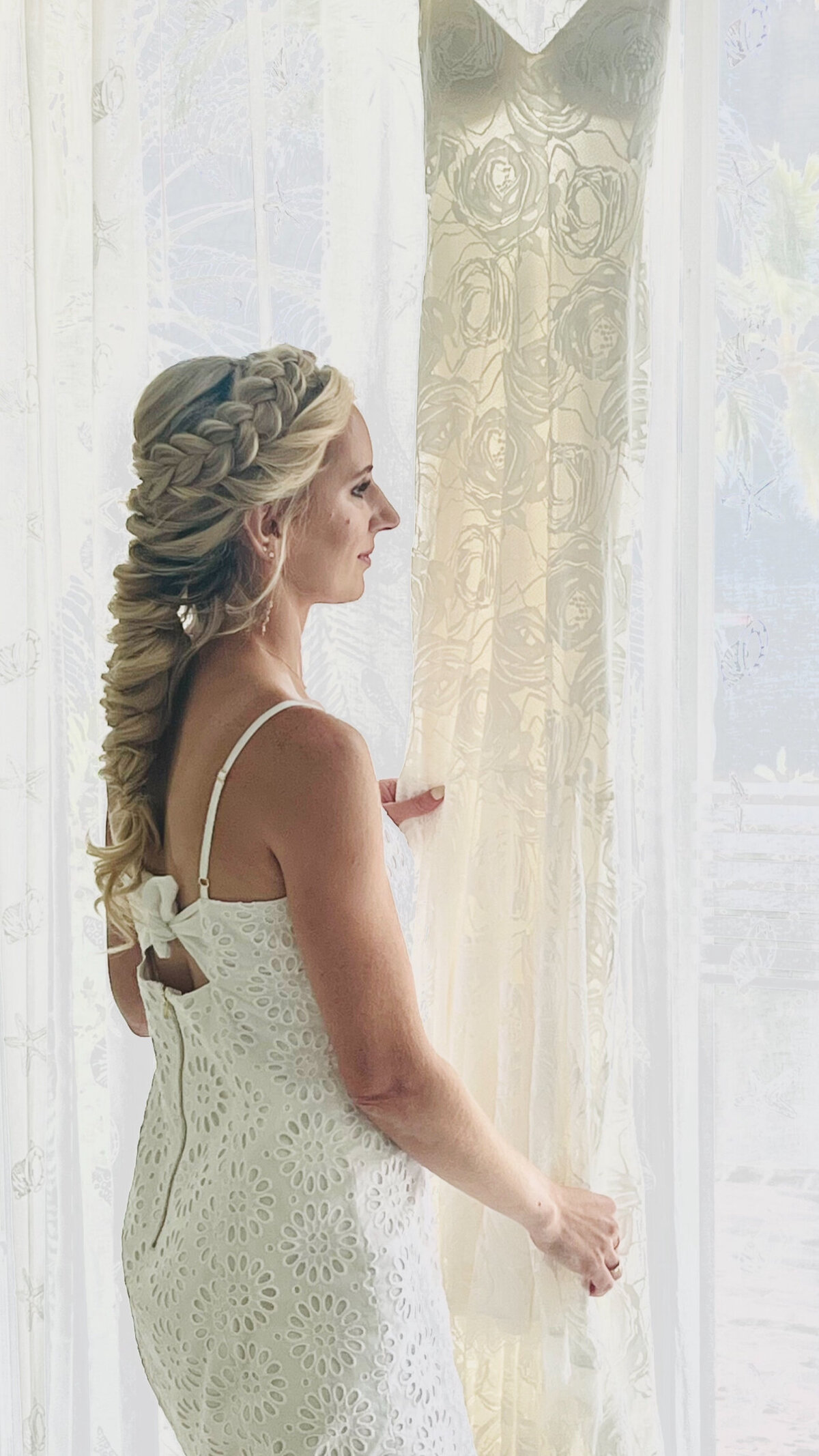 Florida Keys Bridal Wedding Hair Make Up Long Blonde Mermaid French Braid Bride