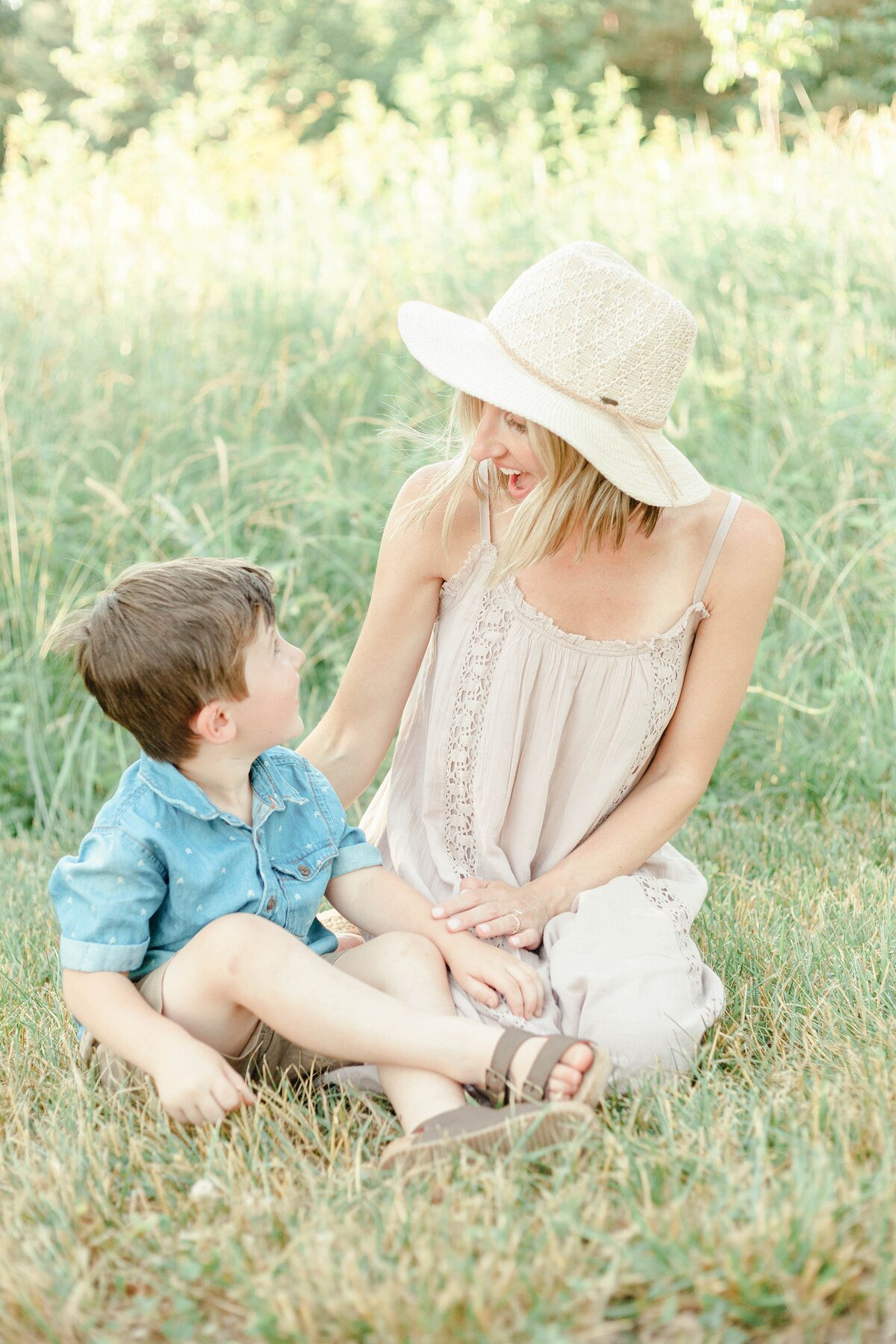 outdoor mommy and me session in a field