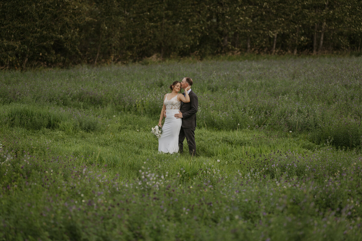 bride and groom in the distance on wedding day