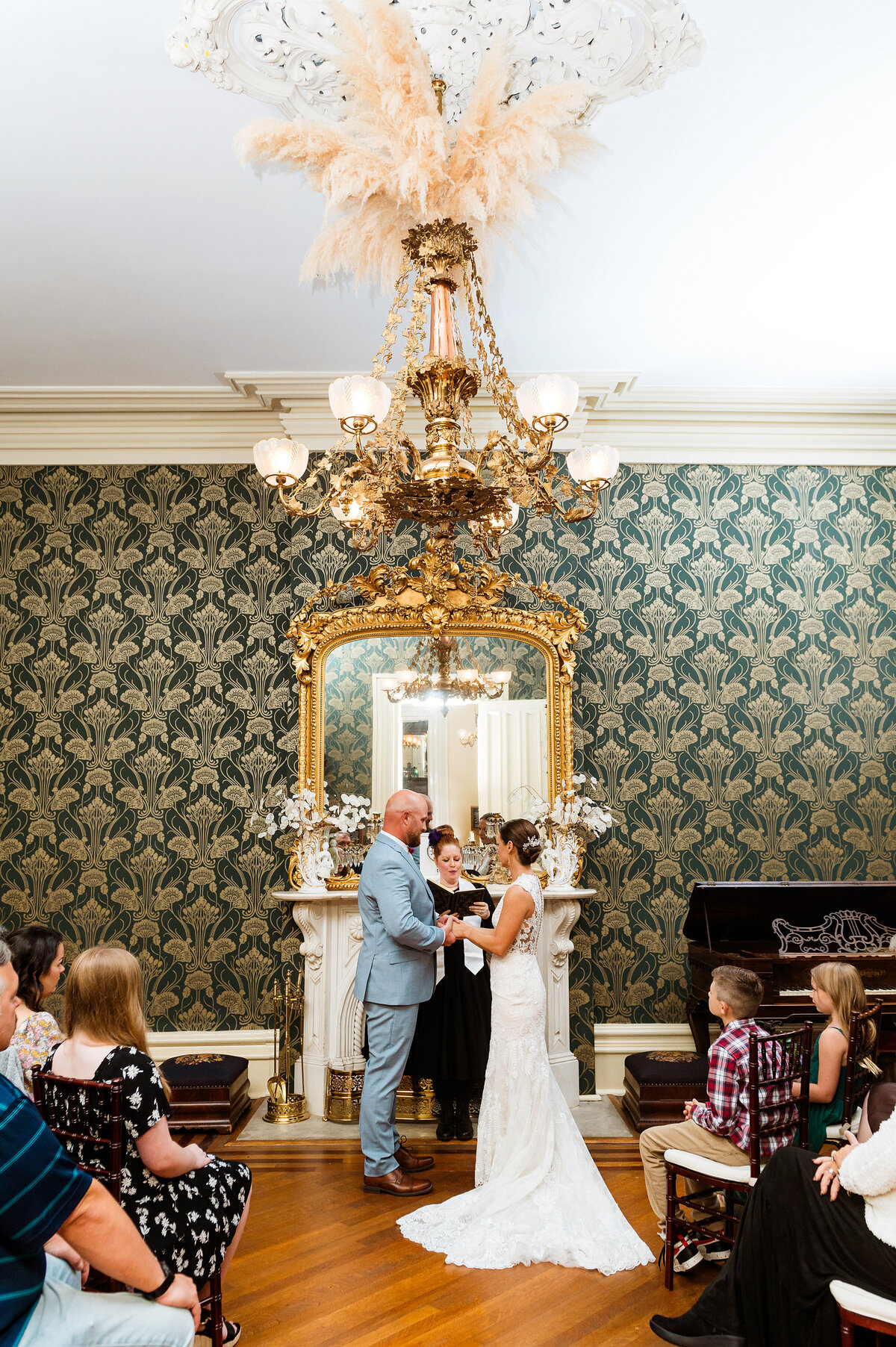 Elopement ceremony inside of Oaklands Mansion