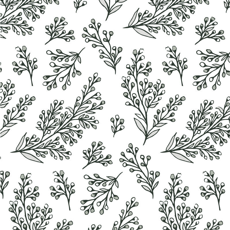 winter florals botanical pattern design