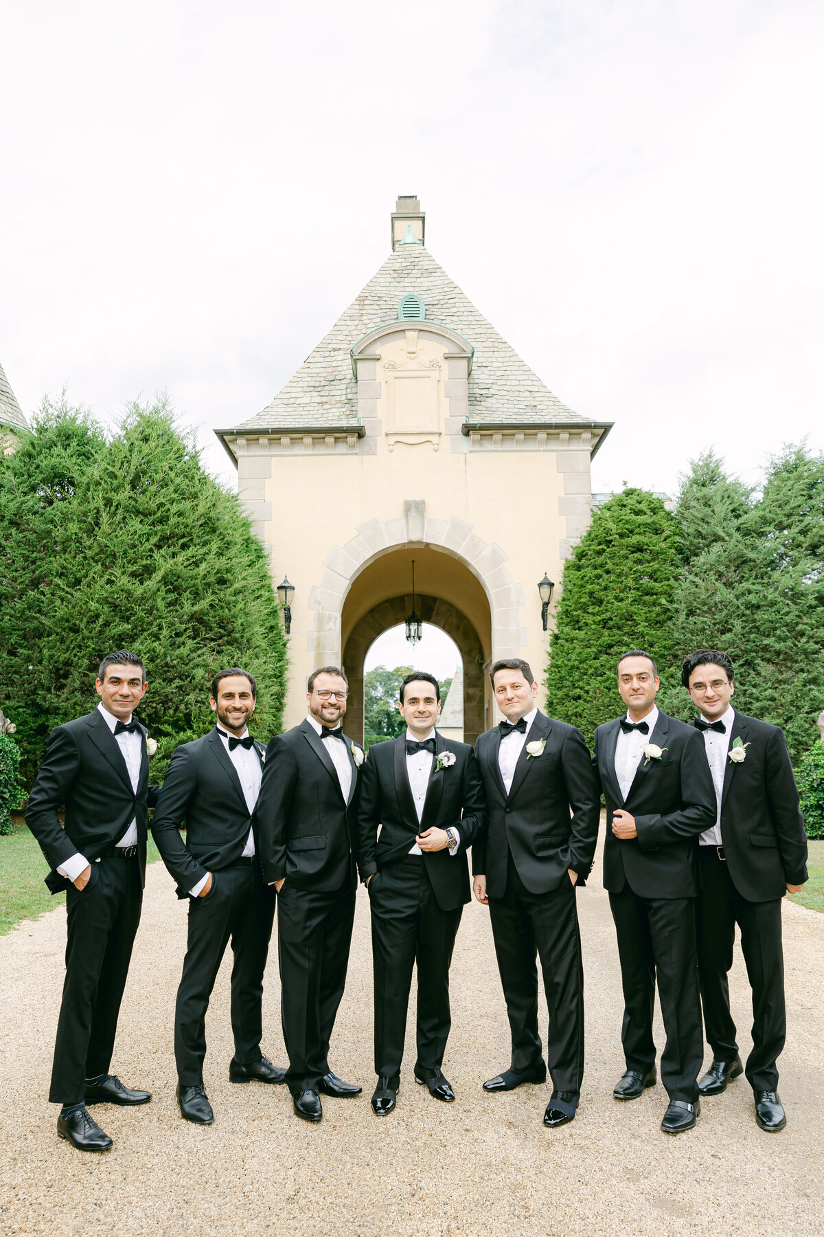 Groomsmen Portraits Black Tie Wedding at Oheka Castle, Oheka Castle Editorial Fine Art Wedding Photography