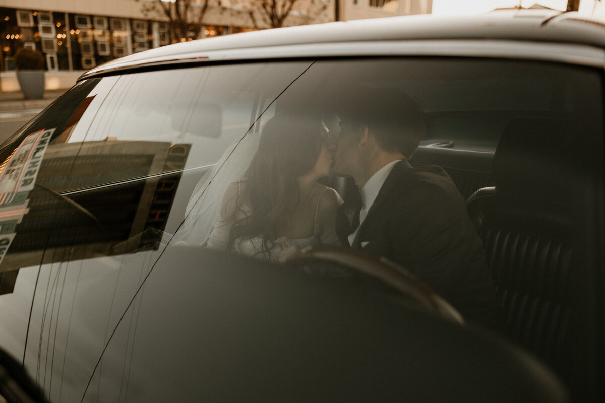 Just married in a classic car by Virginia Wedding Photographer