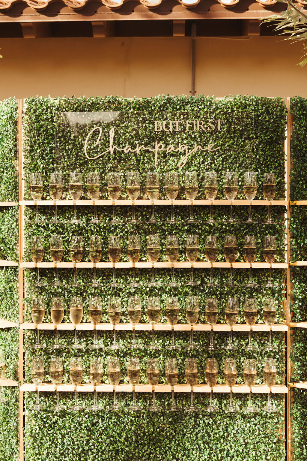 4 - Mision Lago Estate Wedding Champagne Wall - Tampa Bay Wedding Planner