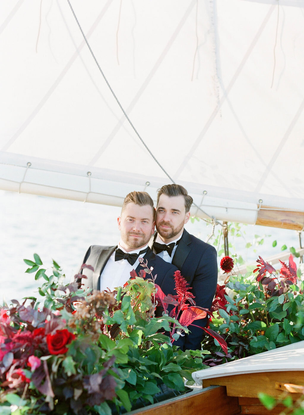 Kate-Murtaugh-Events-Boston-Harbor-sail-boat-yacht-elopement-wedding-planner-moody-flowers-grooms