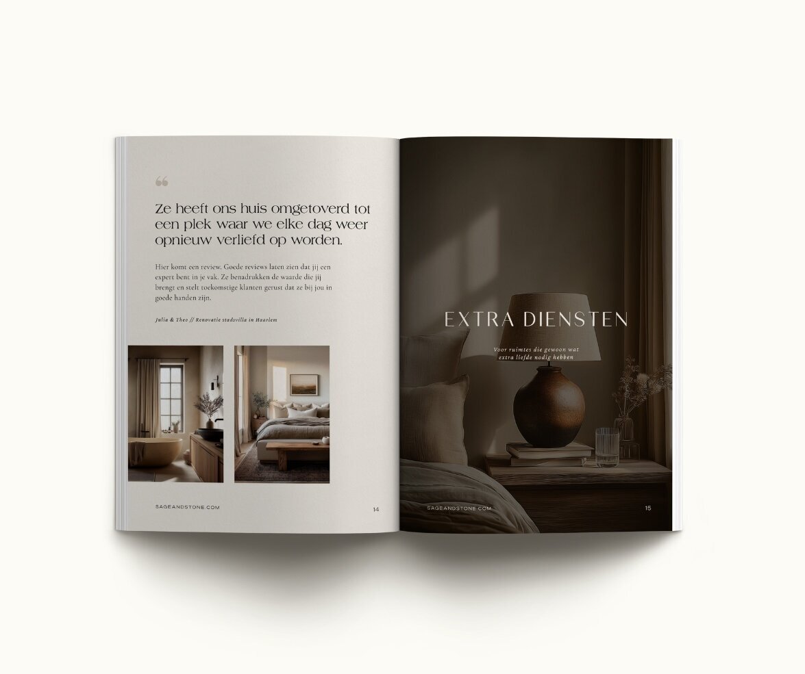 Brochure template voor interieurontwerpers Sage & Stone 11
